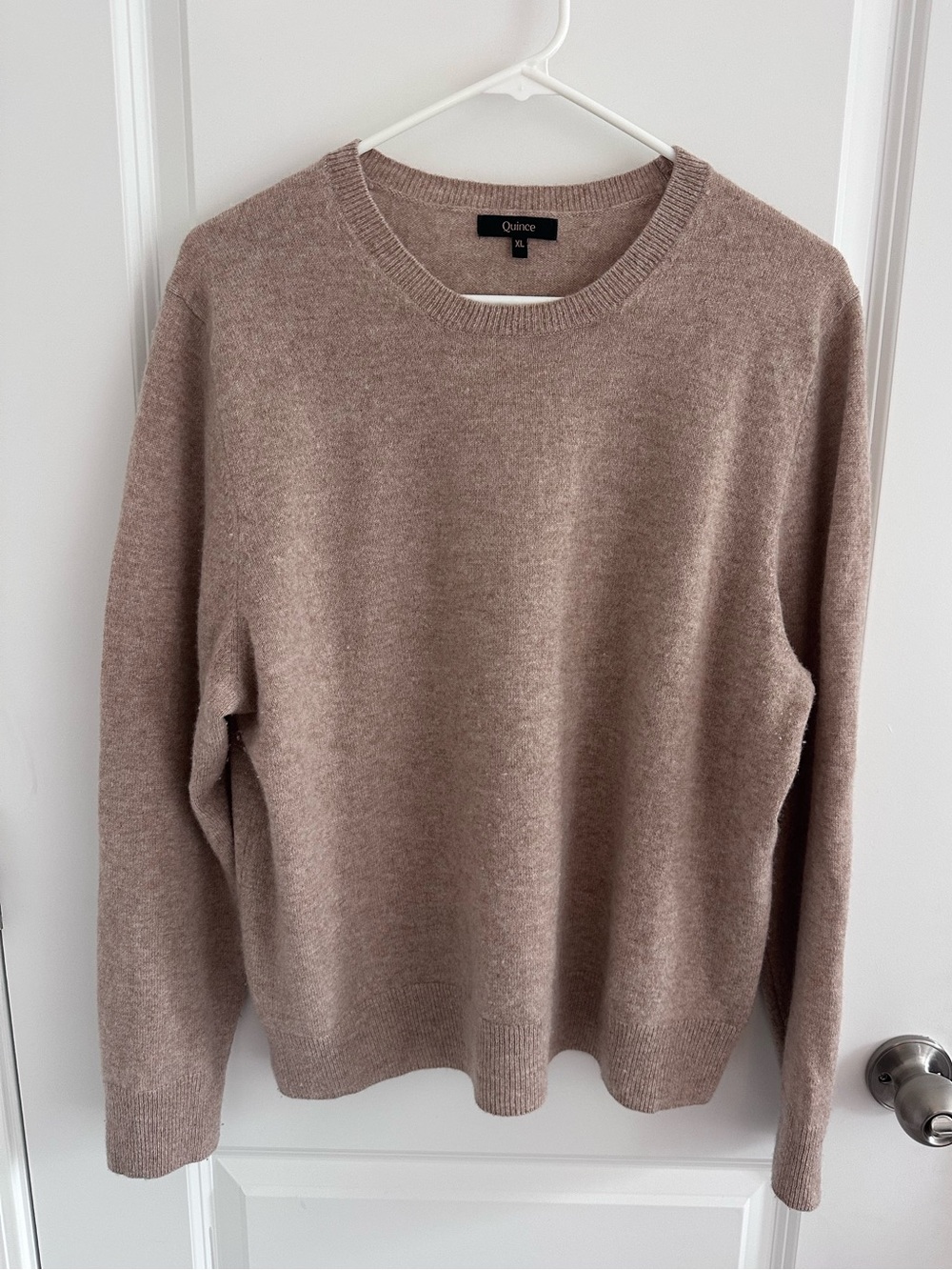 Quince 100% Cashmere Crewneck Sweater Womenโs XL Oatmeal Tan